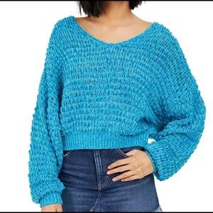 NWT Free People Coconut Loose Weave Sweater Blue